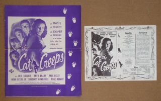 Cat Creeps Lois Collier Universal Horror 1946 Pressbook,  Realart Press Sheet