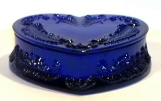 Boyd Glass Made In 1997 Heart Jewel Trinket Box Special Order Cobalt Blue Fund