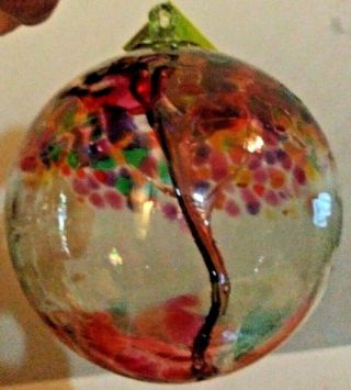 Kitras Art Glass Orb " Tree Of Gratitude " Hand Blown Glass Globe 6 " Ornament