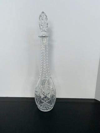 Gorgeous 17 - 18 " Tall Heavy Vintage Deep Cut Etched Glass Crystal Decanter
