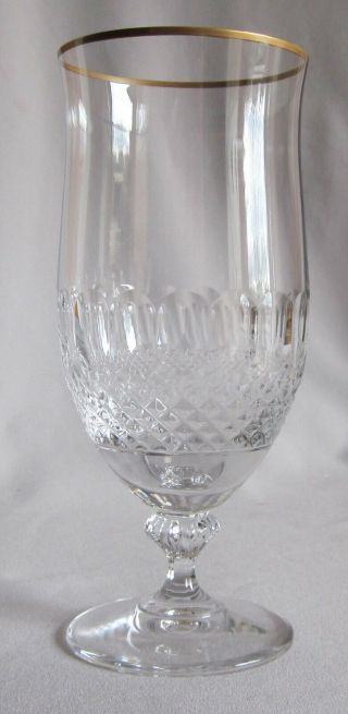 Iced Tea Goblet Glass Mikasa Crystal Gold Crown Pattern