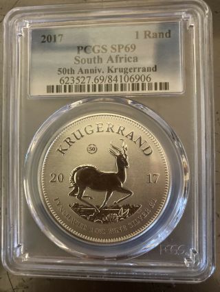 2017 1 Oz South Africa Silver Krugerrand 50th Anniversary Ngc Sp69