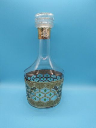 Culver Valencia Wine Decanter 22k Gold Glass Carafe Mid Century Vintage 9.  5 "