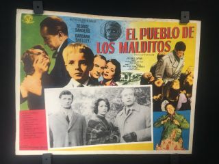 1960 The Village Of The Damned Authentic Mexican Lobby Card Art 16 " X12 "