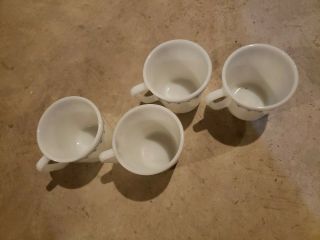 Set Of 4 Vintage Pyrex Milk Glass Blue Snowflake Garland Mugs Coffee Cups 2