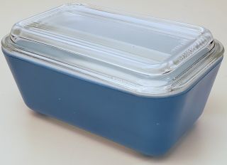 Vintage Pyrex Ovenware Refrigerator Dish Blue 502 B With Glass Lid 502 C