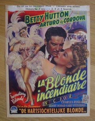 Incendiary Blonde Cabaret Betty Hutton Belgian Movie Poster 