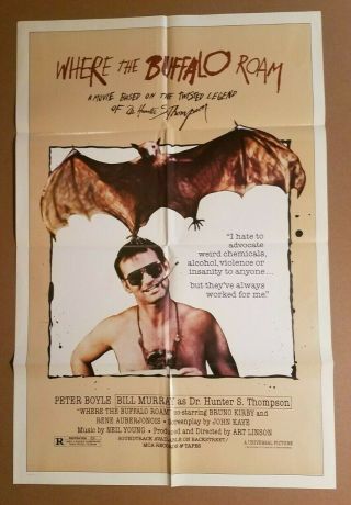Where The Buffalo Roam 1980 27 " X41 " One - Sheet Movie Poster Bill Murray
