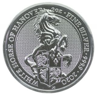 2020 United Kingdom 5 Pounds 2 Oz.  Silver Horse Of Hanover Queen 