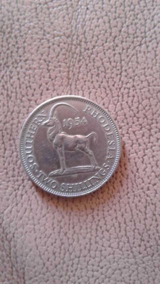Rhodesian 1954 2 Shilling In Almost.  Very Very Rare.  Scarce Date