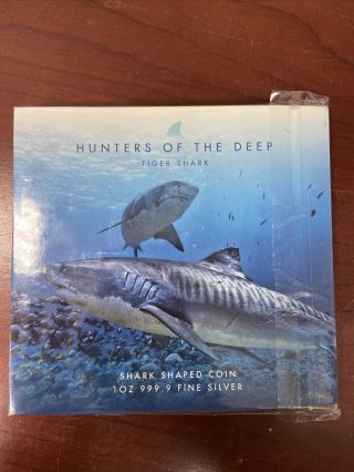 2019 1 Oz Silver $2 Solomon Island Pamp Tiger Shark Hunters Of The Deep Coin.