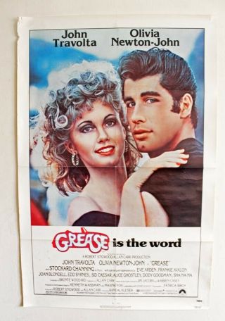 Orig.  1978 " Grease " John Travolta / Olivia Newton - John Us 1 Sheet Movie Poster