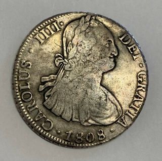 Bolivia 1808 Pts Pj 8 Reales Silver Coin Very Fine