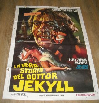 Italian 1972 The 2 Faces Of Dr.  Jekyll Horror 39.  5 X 54.  5 Movie Poster Chris Lee