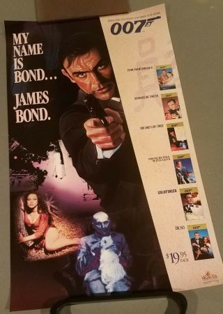 1987 007 James Bond Sean Connery Mgm Home Video Release Promo Poster