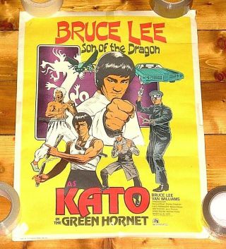 Bruce Lee Poster Son Of The Dragon Kato The Green Hornet Rolled 1974