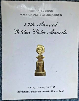 Golden Globe 39th Annual Awards 1982 Program - Dynasty / Dallas / On Golden Pond
