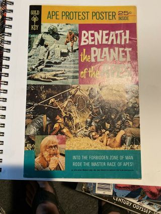 Gold Key Beneath The Planet Of The Apes 1 With Poster Great Shape