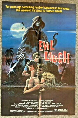 " Evil Laugh " Rare Movie Poster 1987 Signed By Executive Producer
