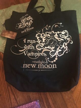 Twilight Moon I Run With Vampires Canvas Bag / Wristlet W Tags
