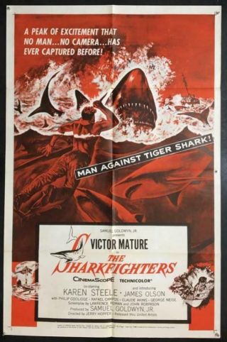 Victor Mature K.  Steele Art Of Man Vs Tiger Shark Sharkfighters Movie Poster 2524