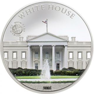 Palau 2016 5$ World Of Wonders White House Silver 20g Silver Proof Coin