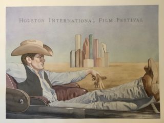 James Dean Watercolor Print Poster Houston International Film Festival 1985