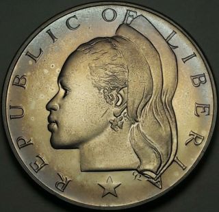 1969 Liberia One 1 Dollar PROOF UNC DEEP UNIQUE BOLD MULTI COLOR TONED BU (SS) 2