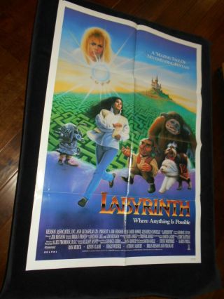 Labyrinth Jennifer Connelly David Bowie Folded One Sheet Poster