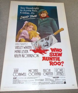 Who Slew Auntie Roo? - One Sheet Poster 1971 Shelley Winters 27x40 "