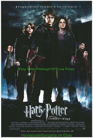 Harry Potter And The Goblet Of Fire Movie Poster Ss 27x40,  Lotr Bonus