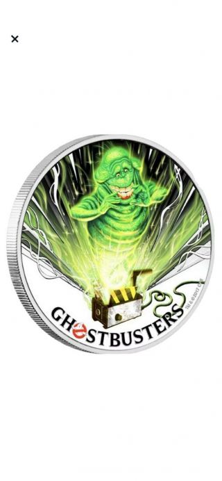 2017 Perth Tuvalu Ghostbusters Slimer 1 Oz Silver Proof $1 Coin