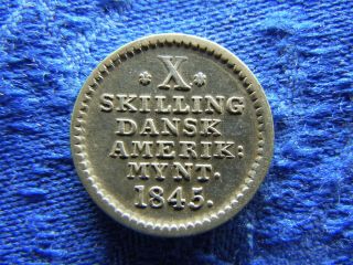 Danish West Indies 10 Skilling 1845,  Km16