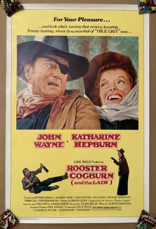 Rooster Cogburn And The Lady 1975 One Sheet Movie Poster Vintage Rolled