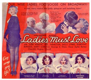 Ladies Must Love - 1933 June Knight,  Neil Hamilton,  Mary Carlisle,  Sally O 