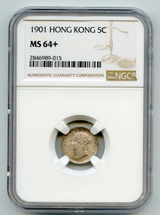 Hong Kong 5 Cents 1901 Ngc Ms 64,  Lotaug6847