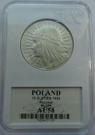 Poland 10 Zlotych Polonia Queen Jadwiga 1933 Au