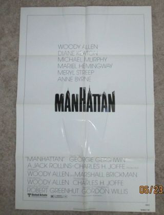 Manhattan Folded 27x41 Movie Poster Woody Allen Diane Keaton 1979