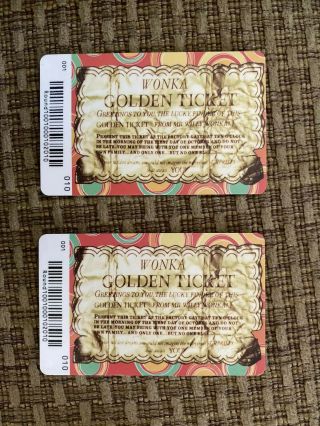 Round 1 Arcade Rare Golden Ticket Card Set Of 2 From Willy Wonka Coin Game