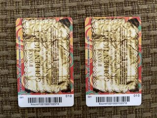 ROUND 1 ARCADE RARE GOLDEN TICKET CARD SET OF 2 From Willy Wonka Coin Game 2