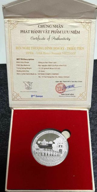 Dprk - Usa 2nd Summit In Hanoi " Peace In Hands " Silver Coin (, 1 Coin) D6641
