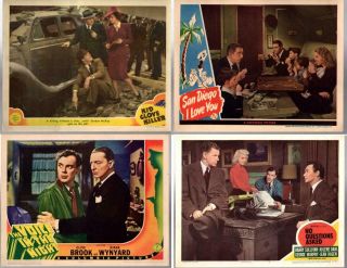 Vintage Lobby Cards Kid Glove Killer,  San Diego,  Voice In Night,  No Questions