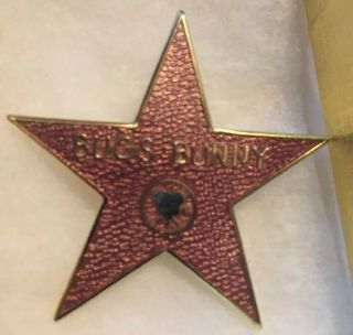 Vintage 1985 Bugs Bunny Warner Brothers Enamal Star Pin - Hollywood Walk Of Fame