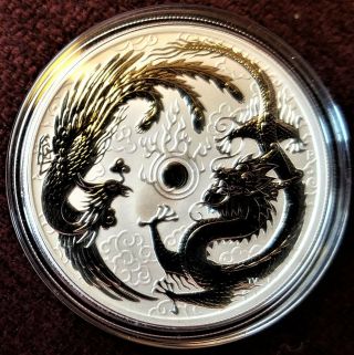 2017 Australia Perth Dragon & Phoenix 1 Oz Silver $1 Premium Unc Coin
