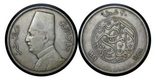 20 Qirsh / Piastres 1929 Egypt Silver Coin King Fuad 352 From 1$