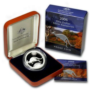 Australia 1 Dollar 2006 Silver 1oz.  Proof Kangaroo &