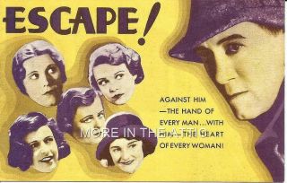 Edna Best Gerald Du Maurier Orig Ealing Rko Us Movie Herald / Escape