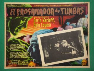 The Body Snatcher Horror Boris Karloff Bela Lugosi Cemetery Mexican Lobby Card