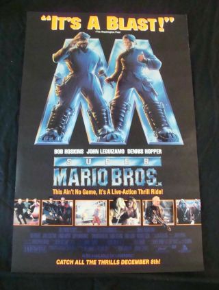 Mario Bros Movie Poster Bob Hoskins Dennis Hopper Video Promo