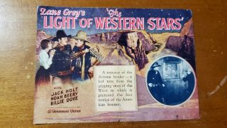 Zane Grey The light of western stars silent movie herald 1925 2